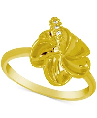 Kona Bay Crystal Accent Flower Ring Gold-Plate