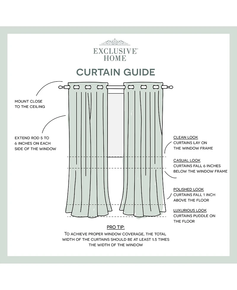 Exclusive Home Velvet Heavyweight Grommet Top Curtain Panel Pair, 54" x 63"