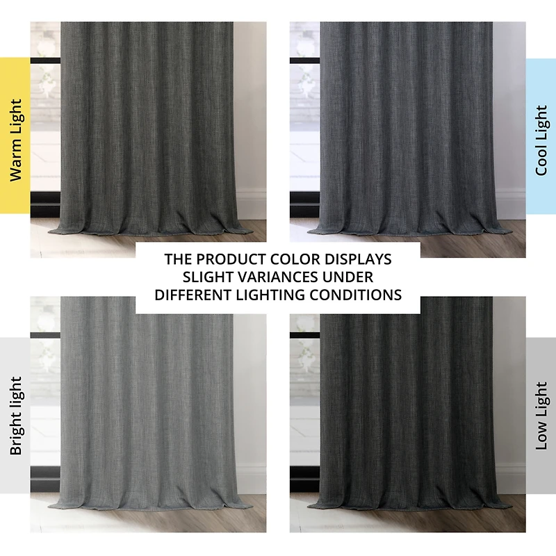 Half Price Drapes Extra Wide Textured Faux Linen Room Darkening Curtain