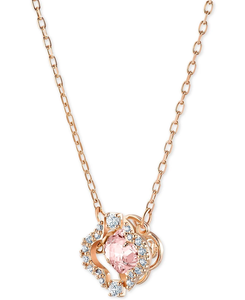 Swarovski Rose Gold-Tone Crystal Flower Pendant Necklace, 14-7/8" + 2" extender