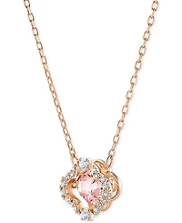 Swarovski Rose Gold-Tone Crystal Flower Pendant Necklace, 14-7/8" + 2" extender