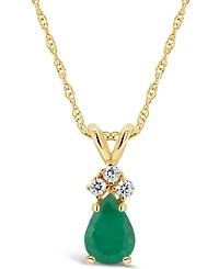Ruby (/ ct. t.w.) and Diamond Accent Pendant Necklace 14k Yellow Gold (Also Sapphire & Emerald