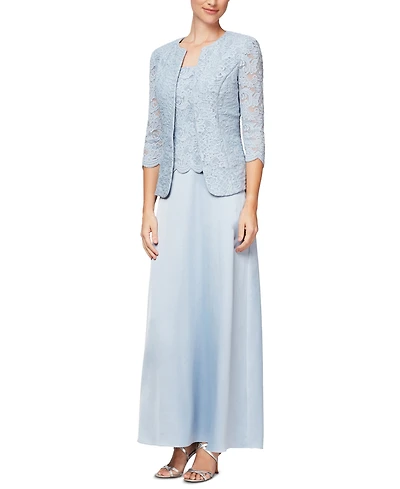 Alex Evenings Lace Jacket & Lace-Top Gown