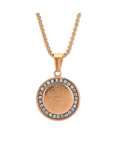 Steeltime 18K Micron Rose Gold Plated Father Prayer Double Sided Stainless Steel Pendant Necklace