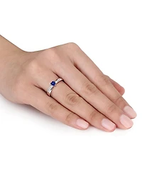 Lab-Grown Sapphire (1/4 ct. t.w.) and Diamond Accent Heart Ring Sterling Silver