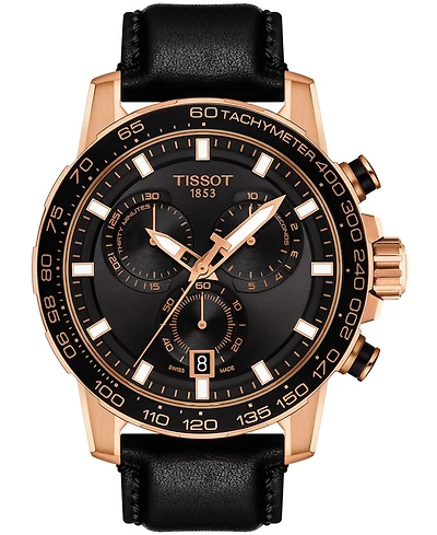 Tissot Men's Swiss Chronograph Supersport T-Sport Black Leather Strap Watch 46mm