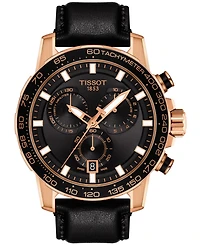 Tissot Men's Swiss Chronograph Supersport T-Sport Black Leather Strap Watch 46mm