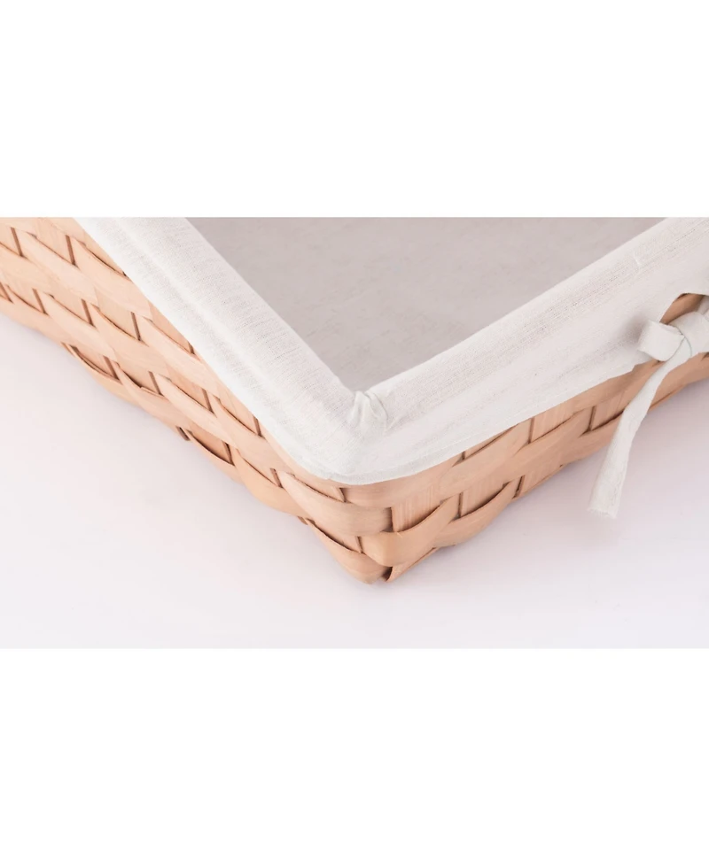 Wickerwise Wooden Angled Display Basket with Fabric Liner for Storage and Display