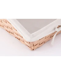 Wickerwise Wooden Angled Display Basket with Fabric Liner for Storage and Display