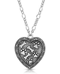 2028 Pewter Heart Paw and Bones Necklace