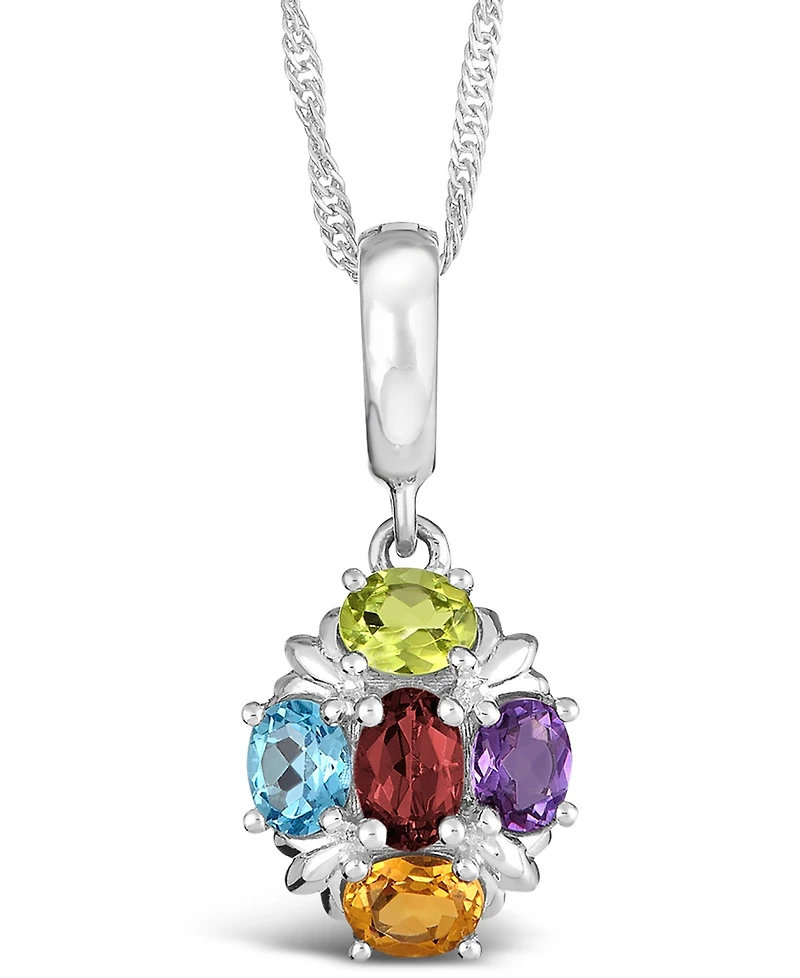 Multi-Gemstone (1-5/8 ct. t.w.) Pendant Necklace in Sterling Silver