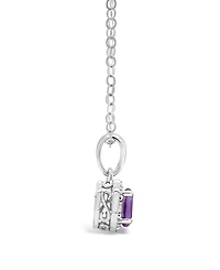 Gemstone and Diamond Accent Pendant Necklace Sterling Silver