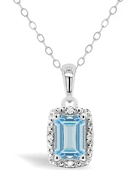 Opal (1/3 ct. t.w..) and Diamond Accent Pendant Necklace Sterling Silver (Also Available Aquamarine)