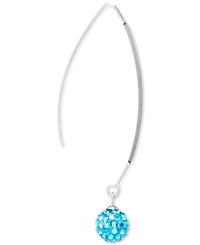 Crystal Pave Orb Threader Earrings Sterling Silver