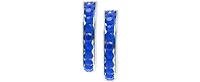 Multicolor Crystal Pave Small Hoop Earrings Sterling Silver, 0.59"