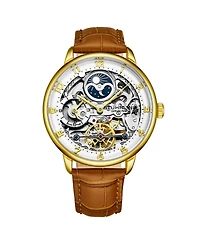 Stuhrling Men's Light Brown Leather Strap Watch 40mm