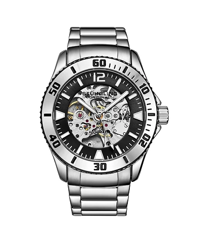 Stuhrling Men's Silver Tone Stainless Steel Bracelet Watch 44mm