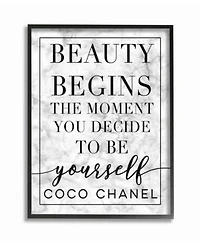 Stupell Industries Beauty Begins Once You Decide To Be Yourself White Marble Typography Framed Texturized Art Collection