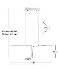 Ali 34.5" Dimmable Adjustable Integrated Led Linear Pendant