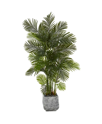 Nearly Natural 75in. Areca Palm Artificial Tree in White Planter