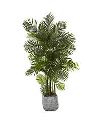 Nearly Natural 75in. Areca Palm Artificial Tree in White Planter
