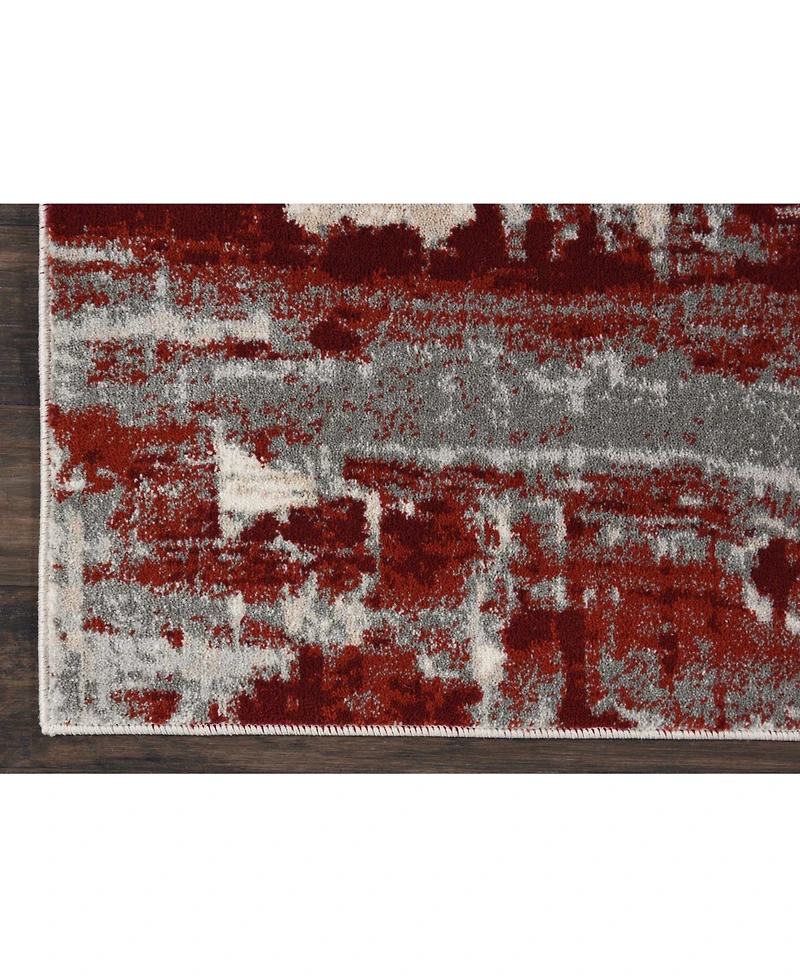 Long Street Looms Samuel SAM14 Ivory, Red 2'2" x 7'6" Runner Rug