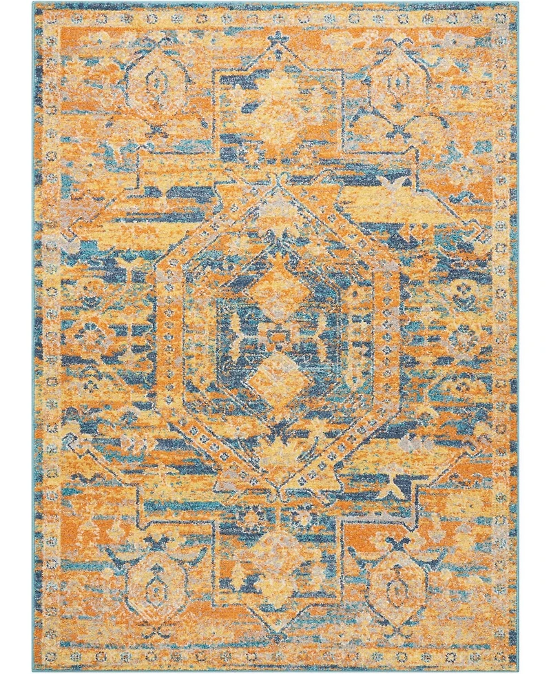 Long Street Looms Zeal ZEA07 Teal, Maize 3'9" x 5'9" Area Rug