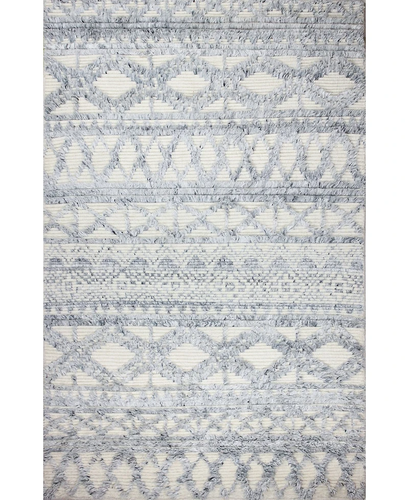 Closeout! Bashian Natural Wool M133 Ivory and Blue 3'6" x 5'6" Area Rug