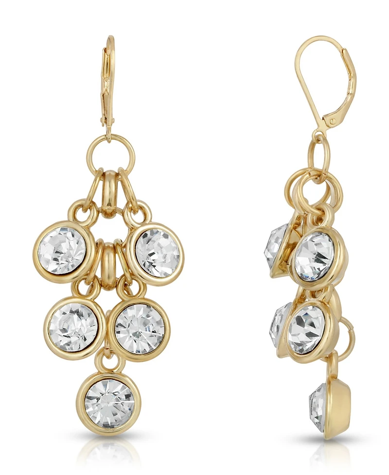 2028 Gold-Tone Crystal Cluster Drop Earrings