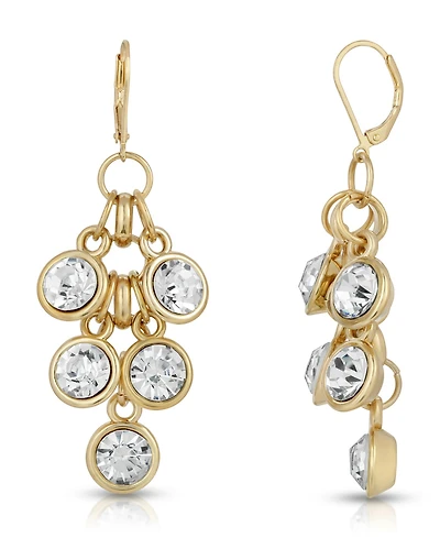 2028 Gold-Tone Crystal Cluster Drop Earrings