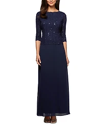 Alex Evenings Petite Sequin Lace Gown