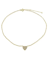Cubic Zirconia Pave Heart Ankle Bracelet in 18K Gold-Plated Sterling Silver