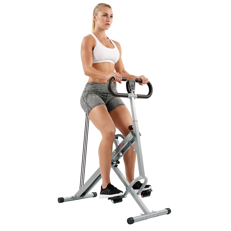 Sunny Health & Fitness Upright Row-n-Ride Rowing Machine Rower for Full Body Workout, Glutes, Squat Assist, and Exercise