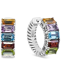 Effy Multi-Gemstone Small Hoop Earrings (3 ct. t.w.) in Sterling Silver, 0.6"