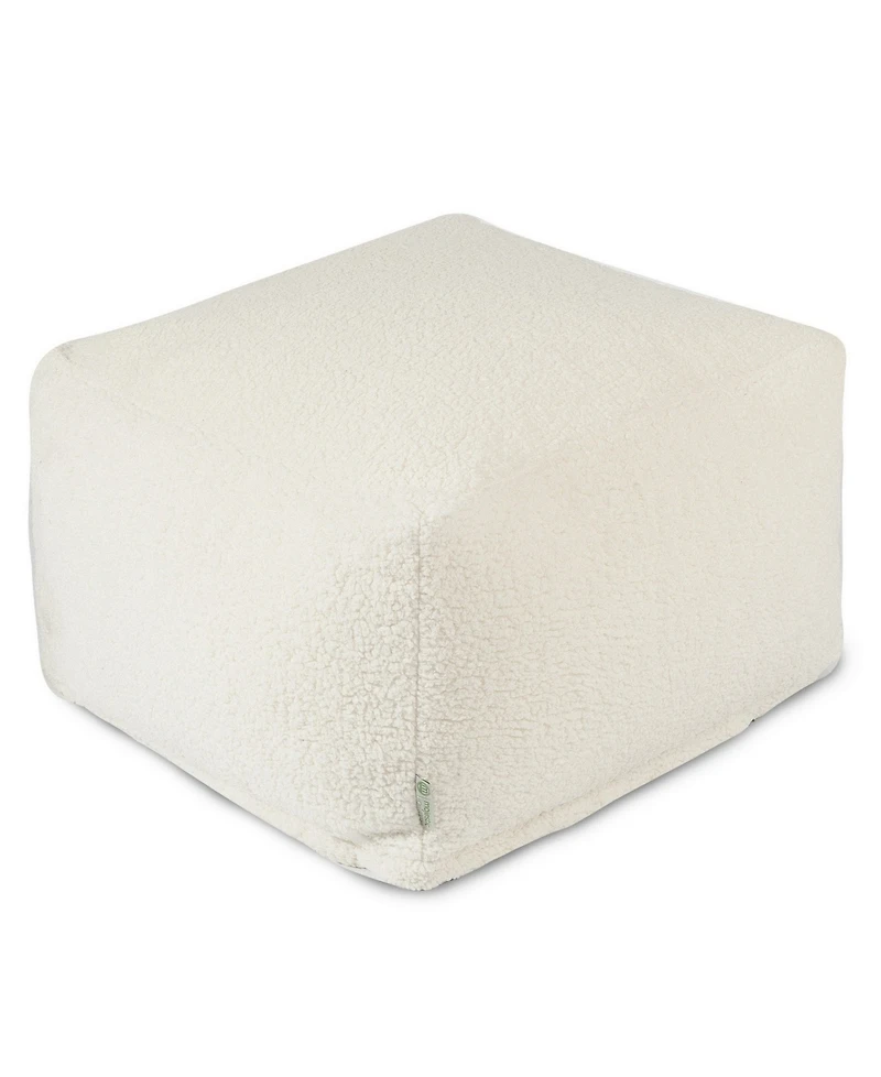 Majestic Home Goods Sherpa Ottoman Square Pouf 27" x 17"
