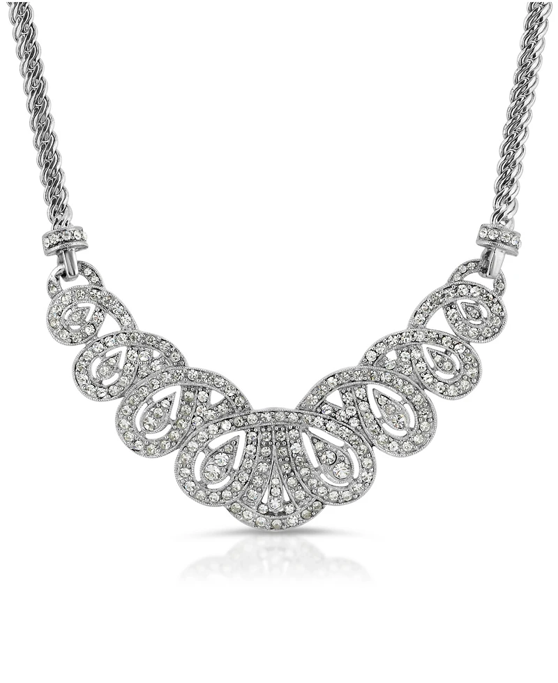 2028 Crystal St. James Club Scalloped Pave Necklace