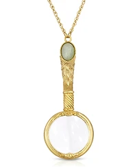 2028 Gold Tone Aventurine Semi Precious Magnifier 30" Pendant