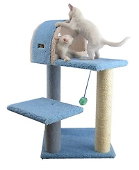 Armarkat Sky Blue 29" Real Wood Cat Tree With Scratcher And Tunnel For Squeeze, Snoozing And Hiding, B2903