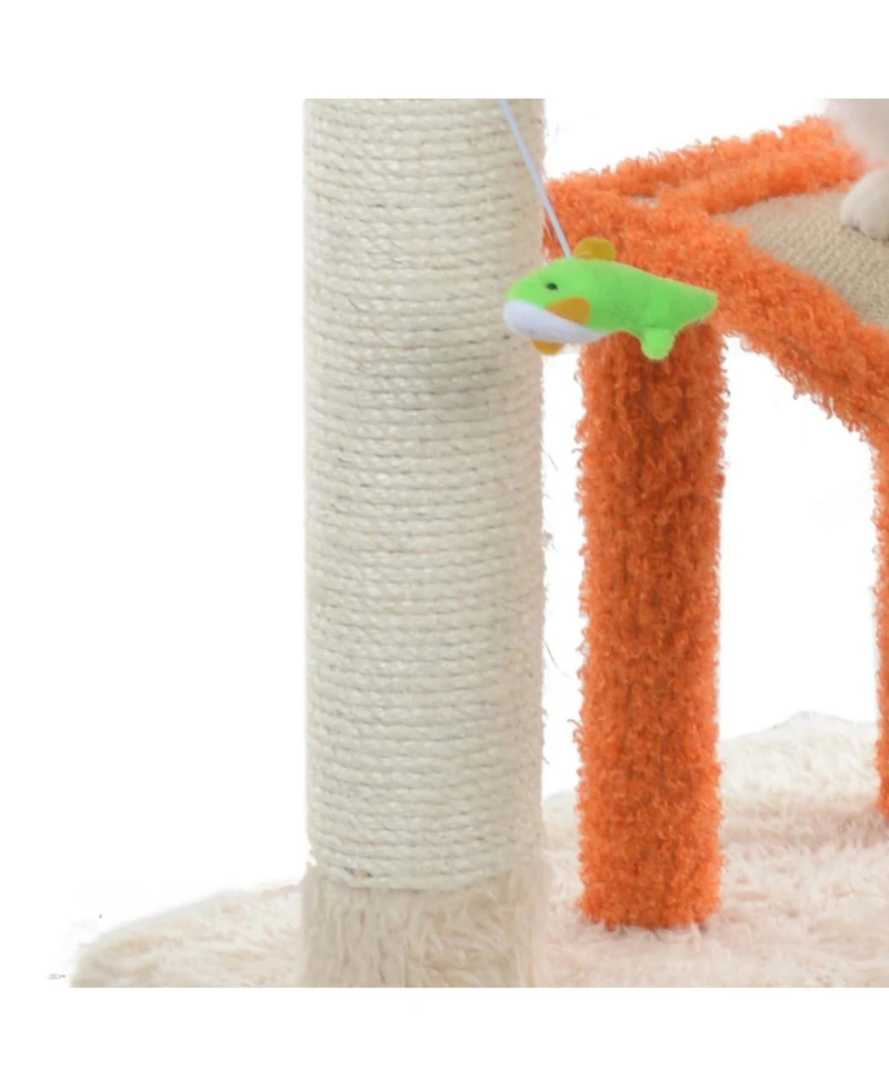 Armarkat X2101 Two-Level Platform Real Wood Scratcher W Sisal Carpet Ramp