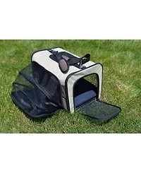 Armarkat AirlIne Approved Pet Carrier, Soft Sided Pet Travel Carrier 4 Sides Expandable Cat Carrier With Fleece Pad for Cats, Puppy and Small Dogs PC1