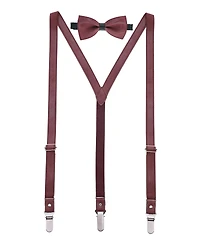 Mio Marino Men's Suede Y-Back Suspenders Bow Tie Set