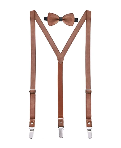 Mio Marino Men's Suede Y-Back Suspenders Bow Tie Set