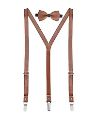 Mio Marino Men's Suede Y-Back Suspenders Bow Tie Set