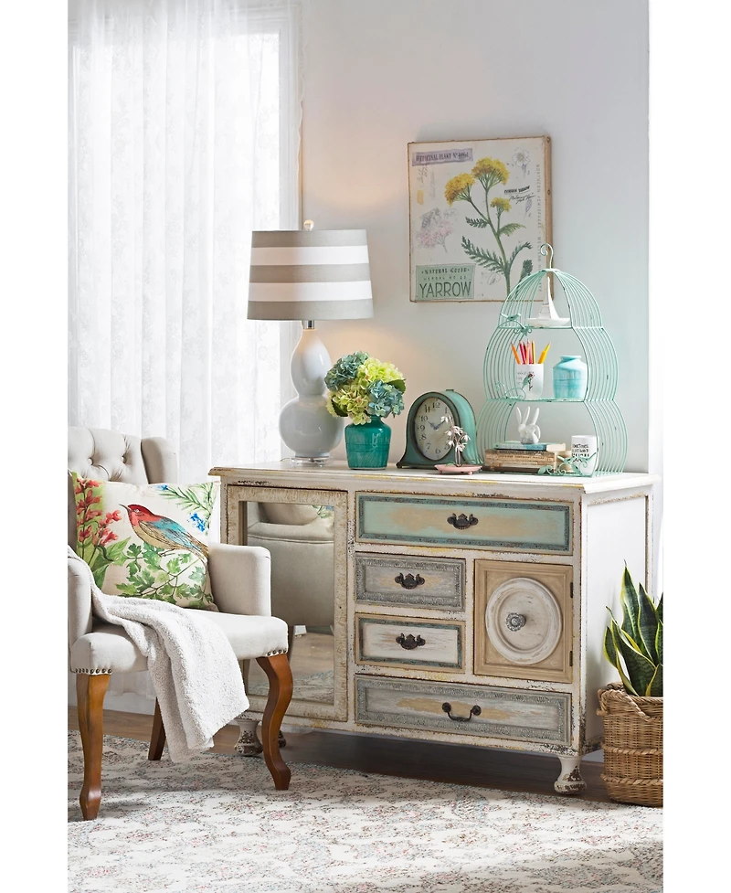 Decorative Metal Mantel Clock, Aqua Blue