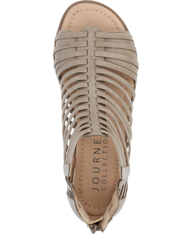 Journee Collection Women's Delilah Gladiator Sliver Wedge Sandals