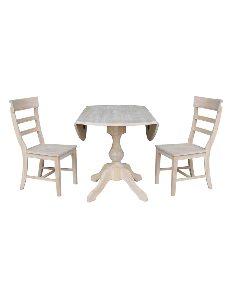 International Concepts 42" Round Top Pedestal Table with 2 Chairs
