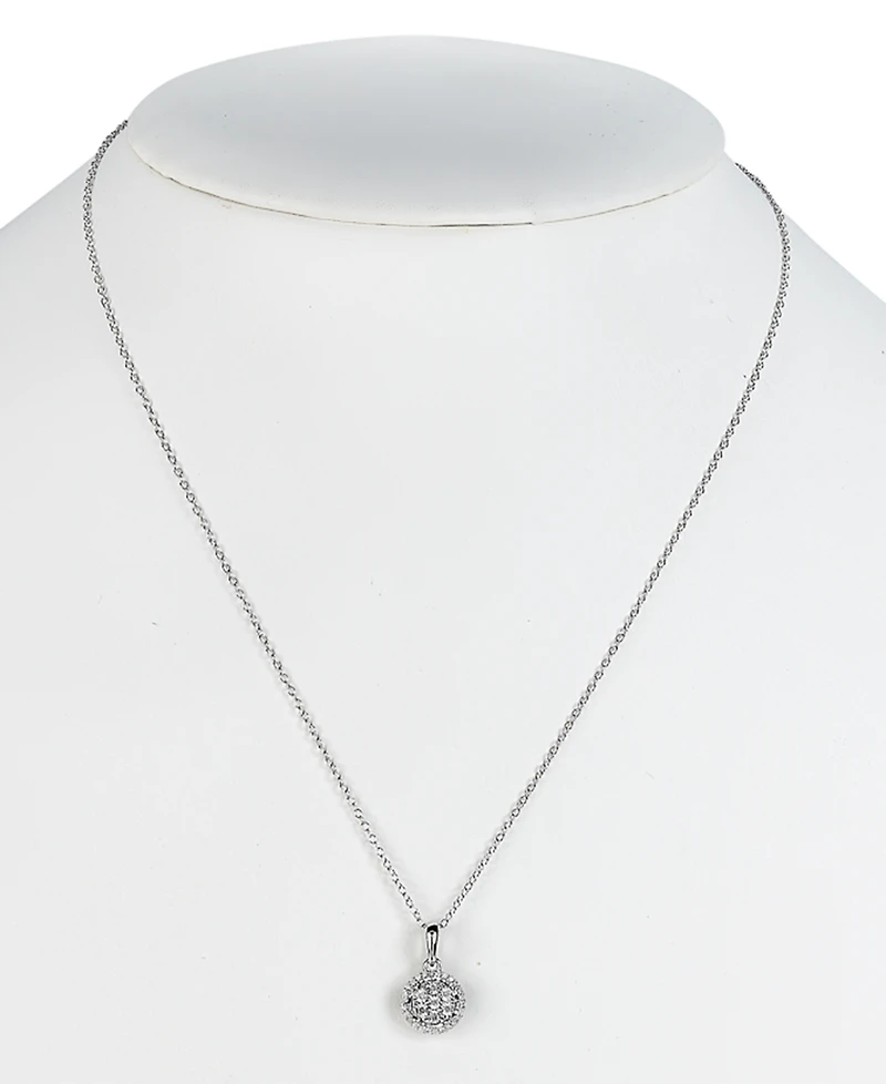 2-Pc. Set Diamond Cluster Pendant Necklace & Matching Stud Earrings in Sterling Silver