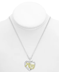 Diamond Mom Heart Pendant Necklace (1/10 ct. t.w.) in Sterling Silver & 18K Gold-Plate