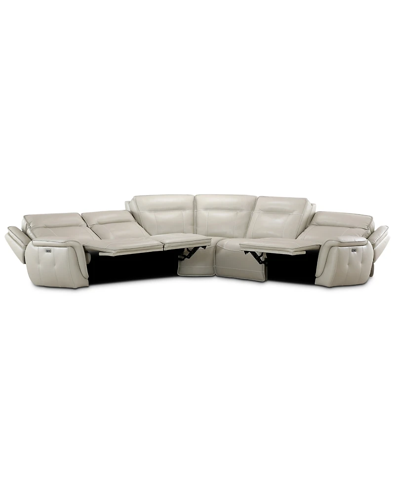 Lenardo 5-Pc. Leather Sectional with Power Motion Recliners
