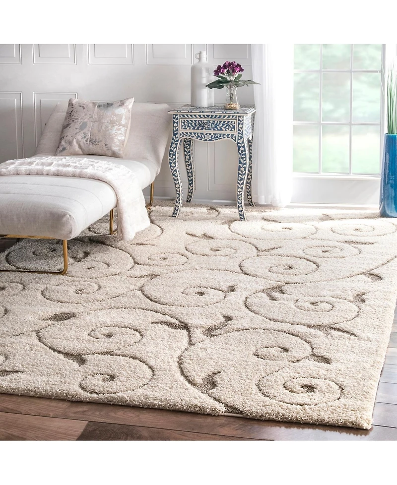 nuLoom Pattern Shag Vine Swirls Maisha 5'3" x 7'6" Area Rug